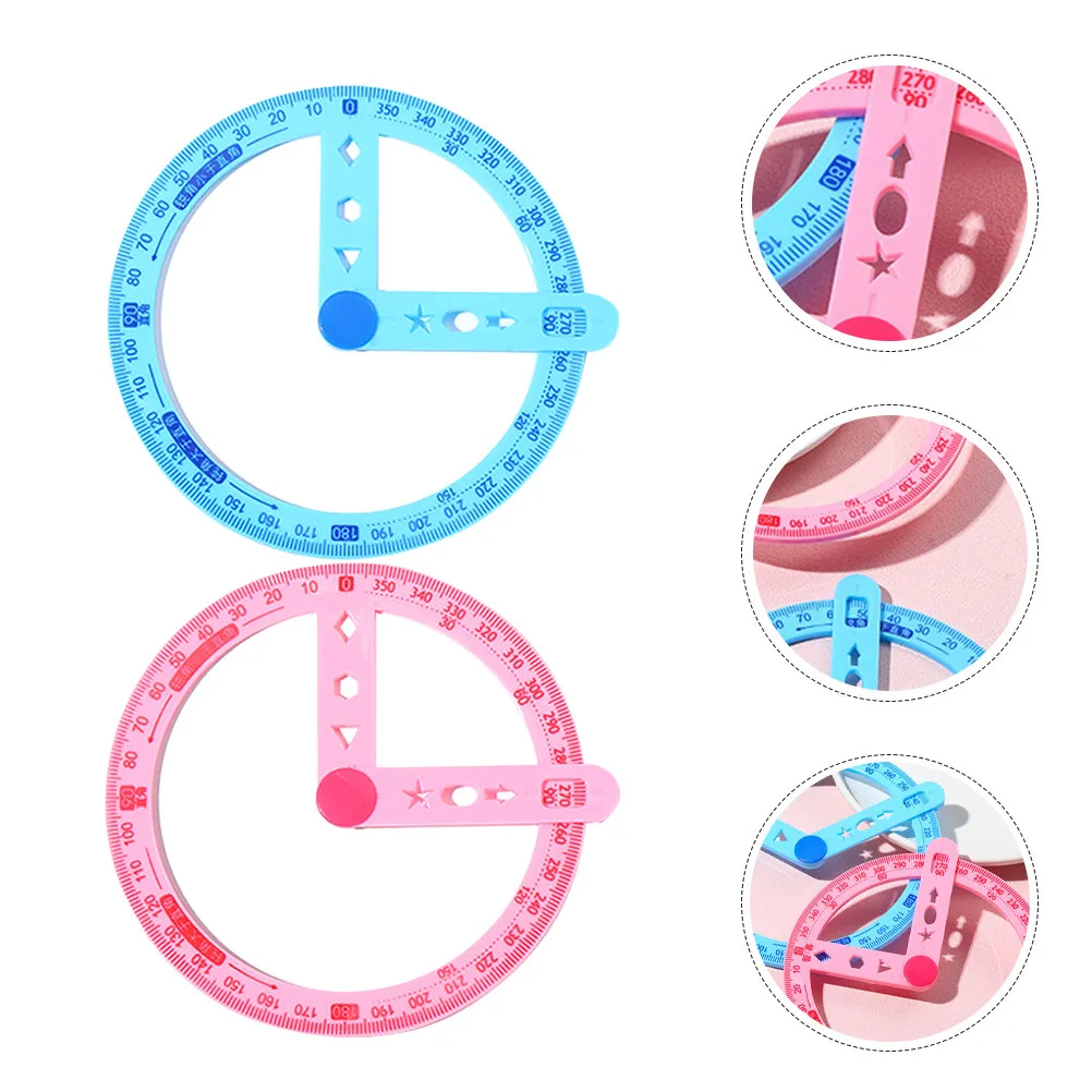 6Pcs 360 Degree Protractor Transparent Design Clear Scales Math Geometry Drawing Drafting Tool Students Teachers Engineers