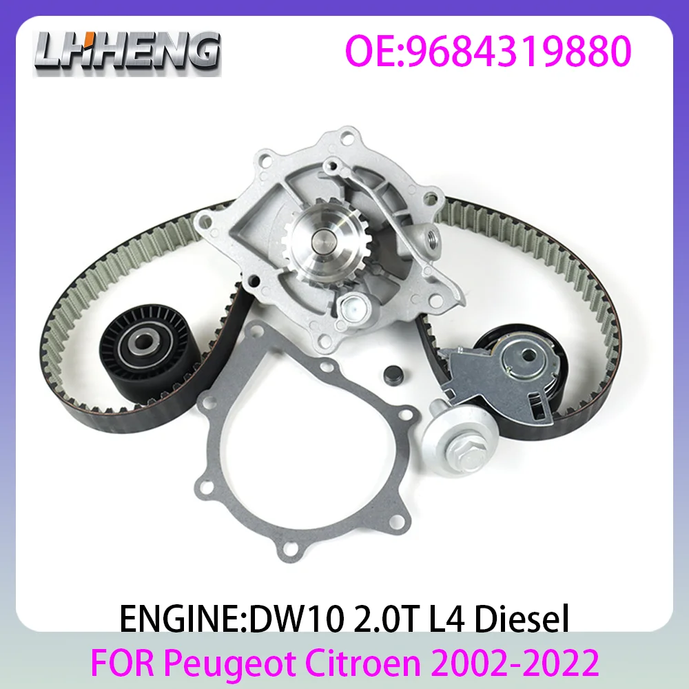 Kit de Bomba de Agua y Correa de Distribución para Peugeot Citroën DW10 2.0L 2.0 L T HDi Diésel 2002-2018, Juego de Reparación de Correa de Transmisión del Motor 9684319880