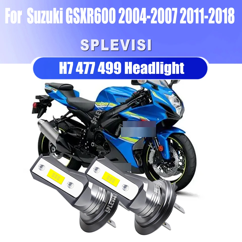 12v H7 45W LED Headlight Lamps  - IP67 Weather-Resistant  Fits For Suzuki GSXR600 2004-2007 2011 2012 2013 2014 2015 2016-2018