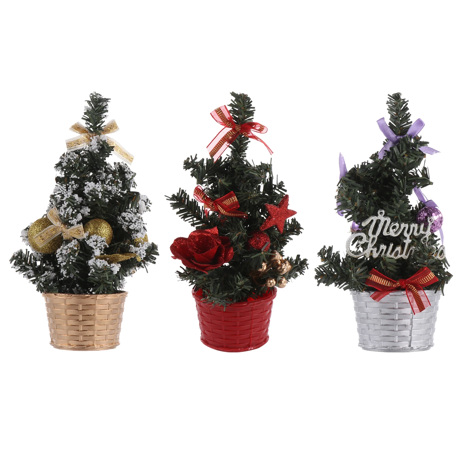 

3 Pcs Mini Christmas Tree Decorations Novel DIY Ornaments Decorative Xmas Trees Bookshelf Creative Lovely Flame Retardant Pvc