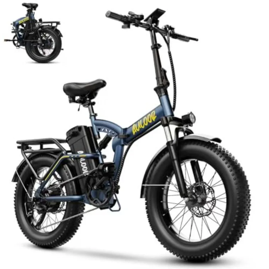 

Foldable electric bike for commute, aluminum alloy frame, black, 30+MPH speed, 48V 20Ah removable lithium battery, 80-mile rang