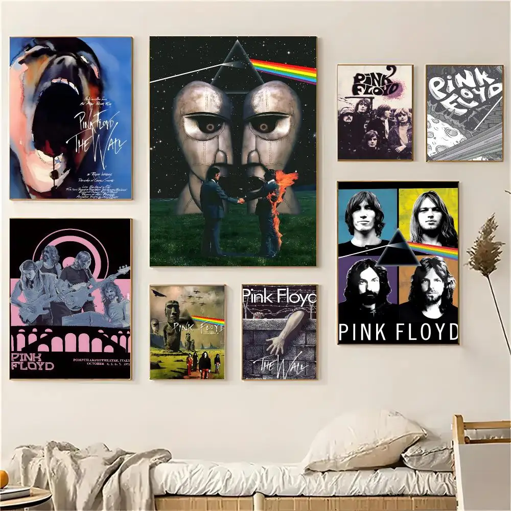 Pink Floyd band Poster Self-adhesive Advanced Aesthetic Printing Paper Wall Art for Living Room Home Decor