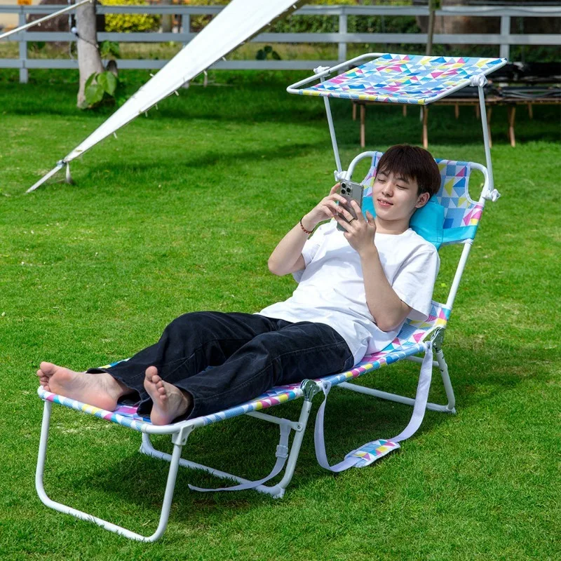 Reclining chair sunbathing recliner can reach out to play mobile phone single sun back chair folding lunch break bed sun back