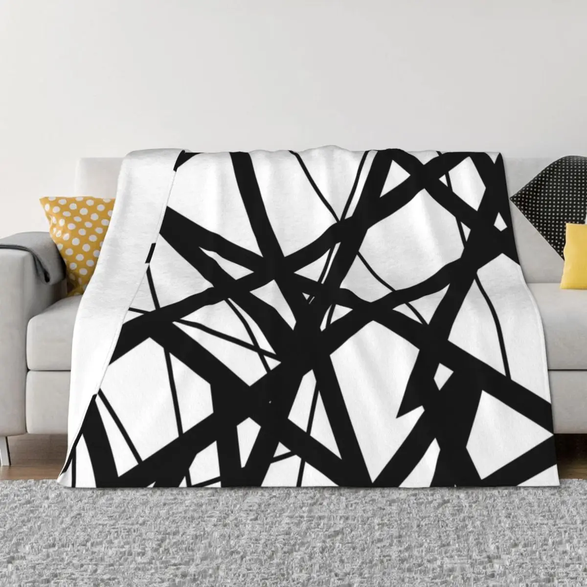 

EVH: authentic Black & White Stripes design (pure white) Throw Blanket Hairys Vintage Beach Thermals For Travel Blankets