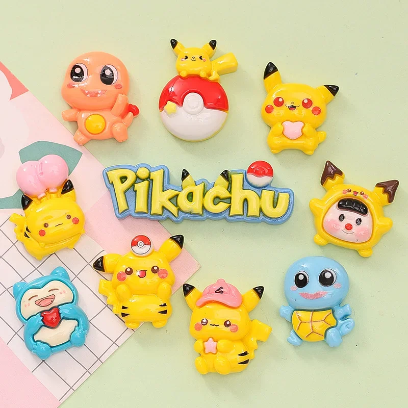 5pcs Cartoon Flatback Pokemon Pikachu Resin Charms Crafts Embellishments Diy Cabochons Decoration Accessories