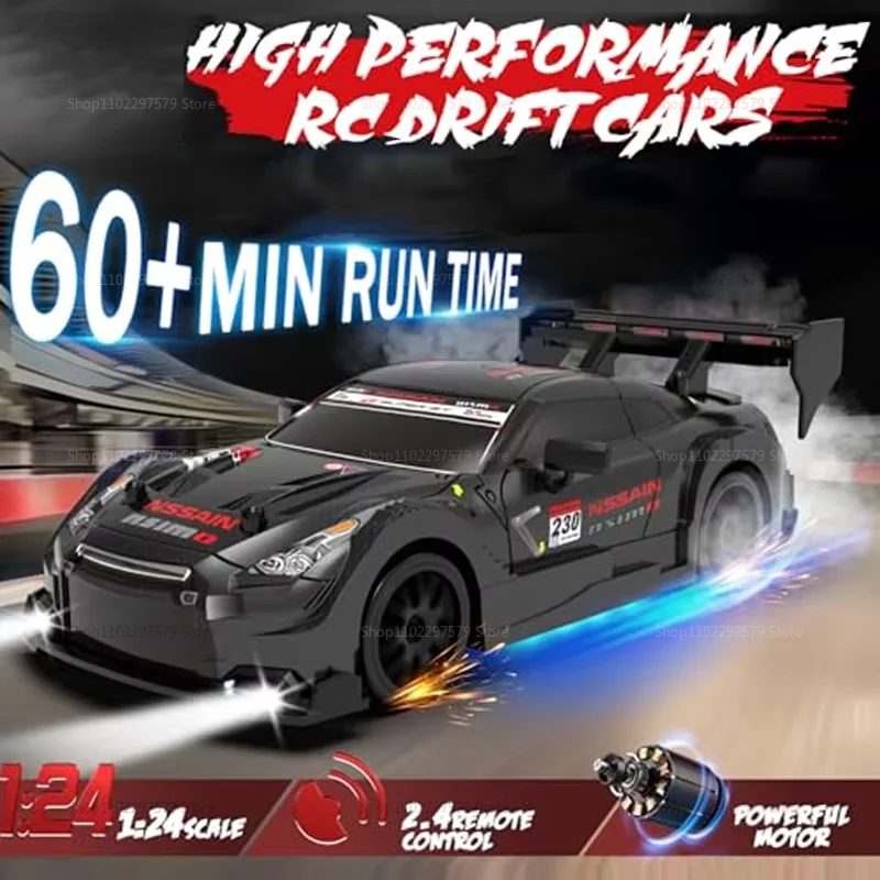 【セール中】1:24 GTR ラジコンカー 高速 4WD 充電式 2.4GHz RC ドリフトレーシングおもちゃ 子供 大人 室内 屋外 長距離走行可能