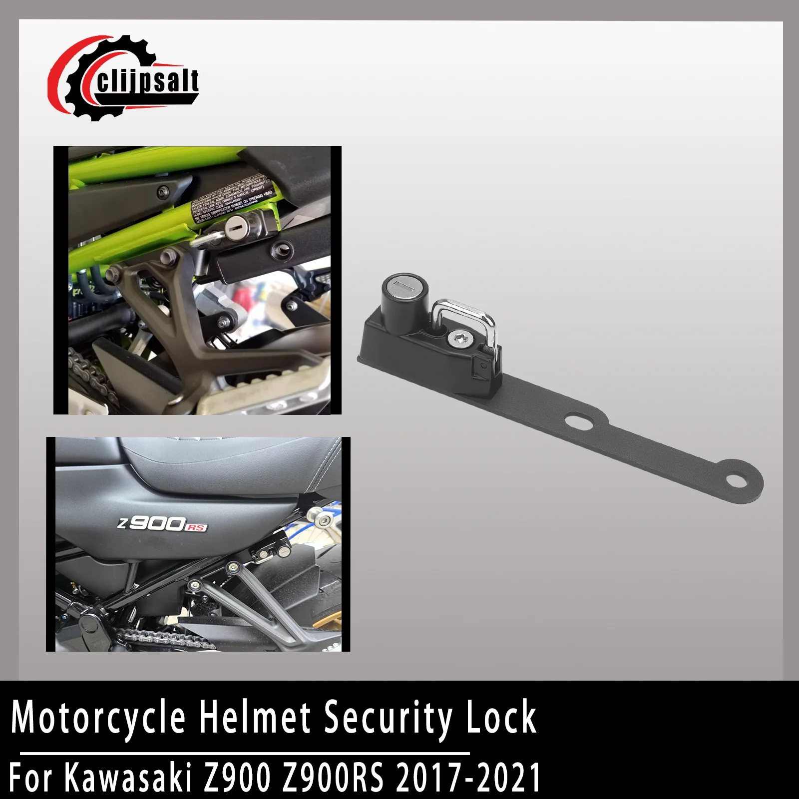 

New Motorcycle Helmet Lock for Kawasaki Z900 Z900RS Cafe Racer 2017-2021 Models Side Anti-Theft Device (Includes 2 Keys)