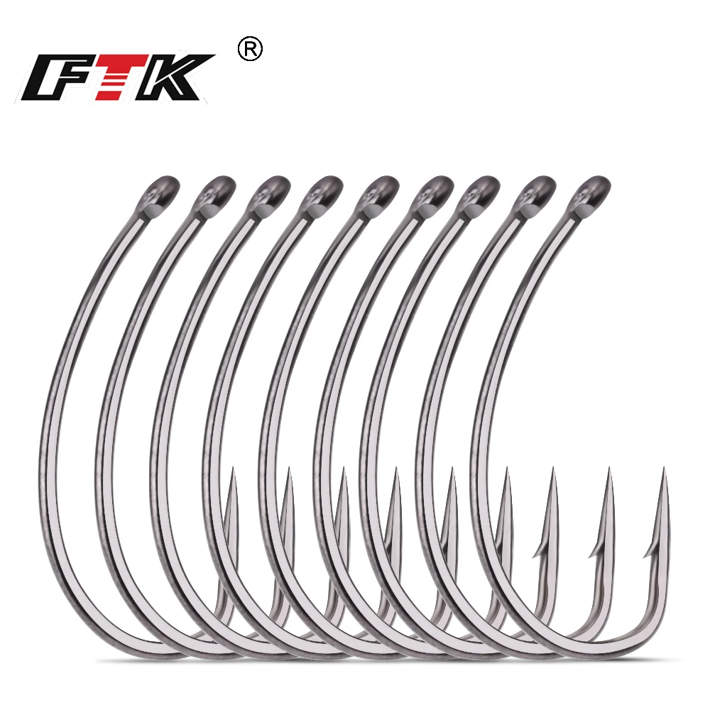 FTK Fishing Hooks Set Carbon Steel Single Circle Fishing Hook 50PCS 2#4#6#8# Fly Fishing Jip Barbed Carp Hooks Sea Tackle