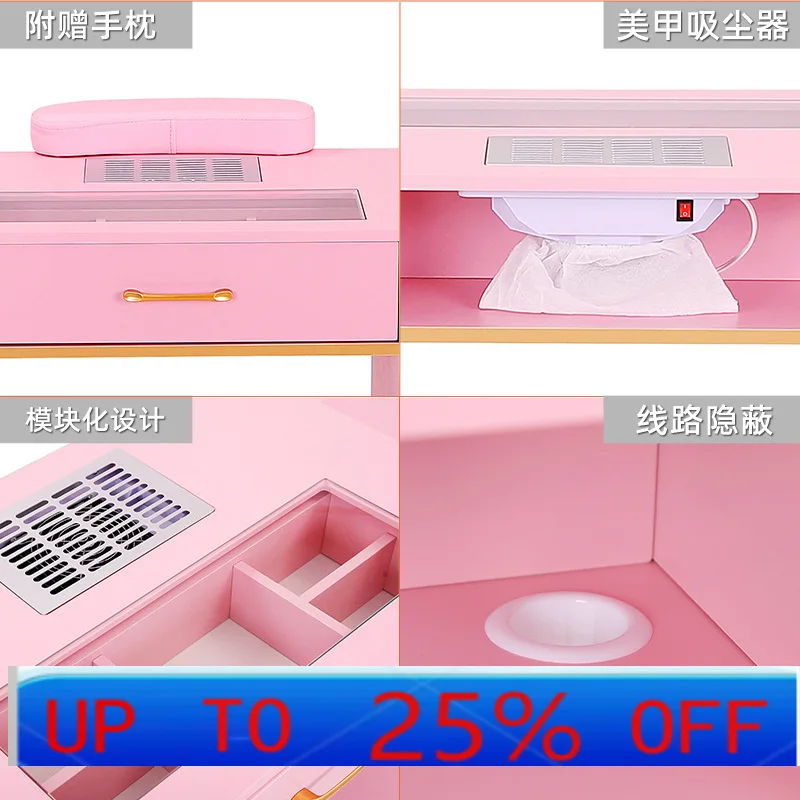 Table de manucure Lhh facile à assembler, table de manucure à compartiment ouvert avec aspirateur