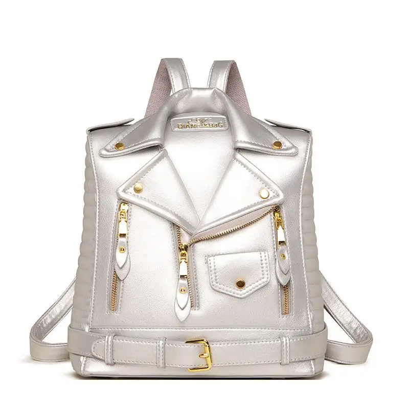 Veste de style moto à revers personnalisée avec rivets de mode européenne/américaine avec design extérieur, sac à bandoulière simple
