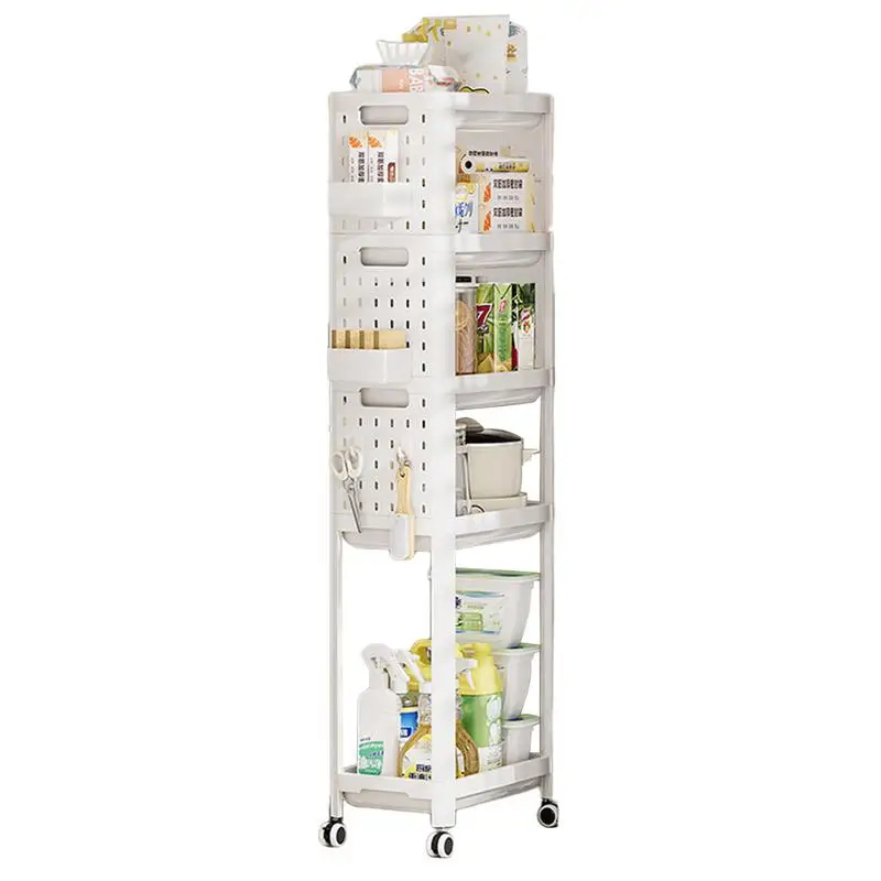 

Solid Small Utility Cart With Wheels 4-Tier Cart With Wheels Kitchen Items Storage Organizer Movable For Bedroom Bathroom