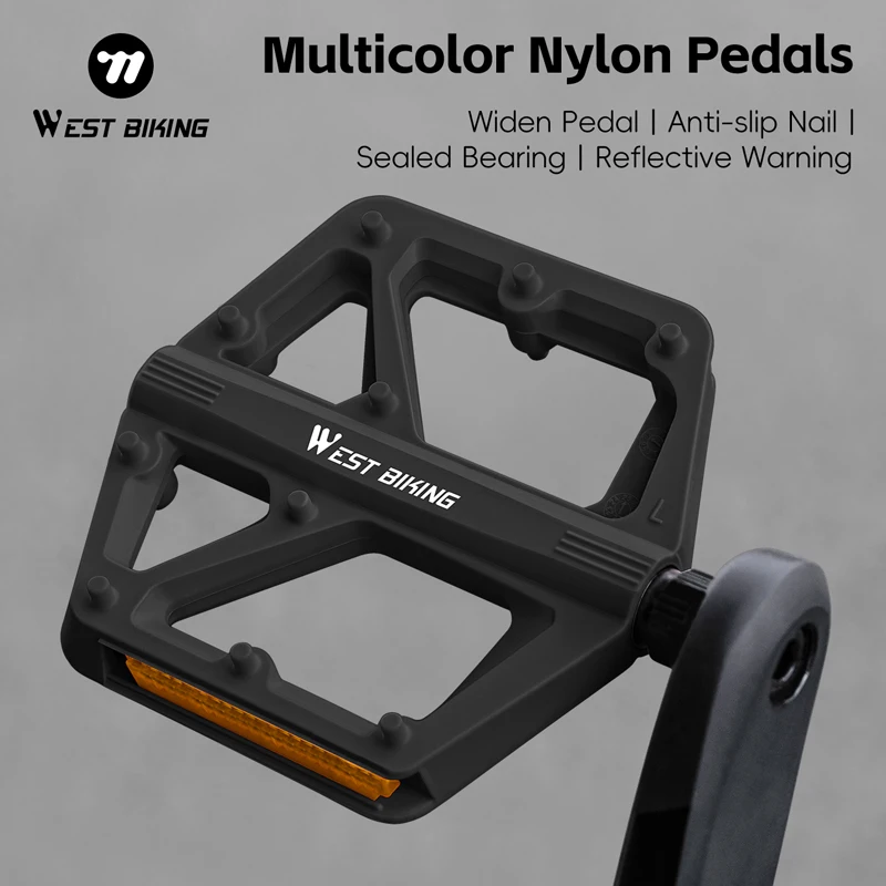 

WEST BIKING Bike Pedal Nylon Fiber Widened Sealed Bearings Bicycle Platform Pedal For MTB Road Bike Ultra-Light Bike Accessories