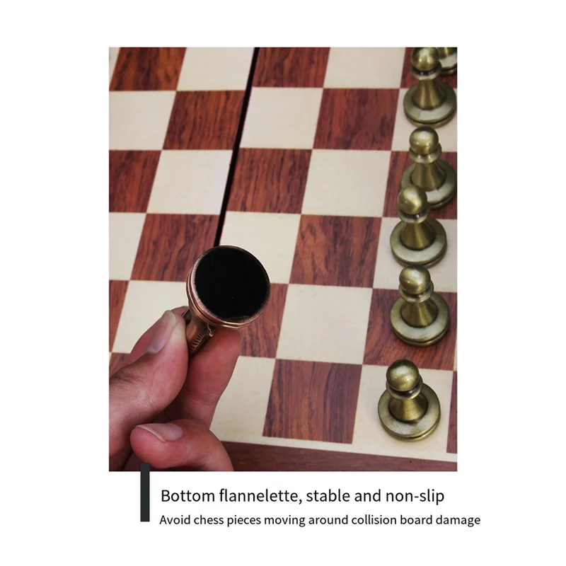 Caja de ajedrez de Metal plegable, piezas de ajedrez, ajedrez de Metal-Y41A
