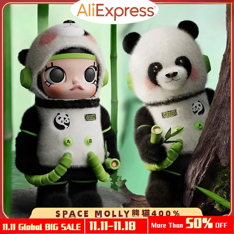 400% Authentic Mega Space Kawaii Molly Panda Figurine Fashion Tide Cute Anime Doll Home Collect Decor A Gift For A Friend