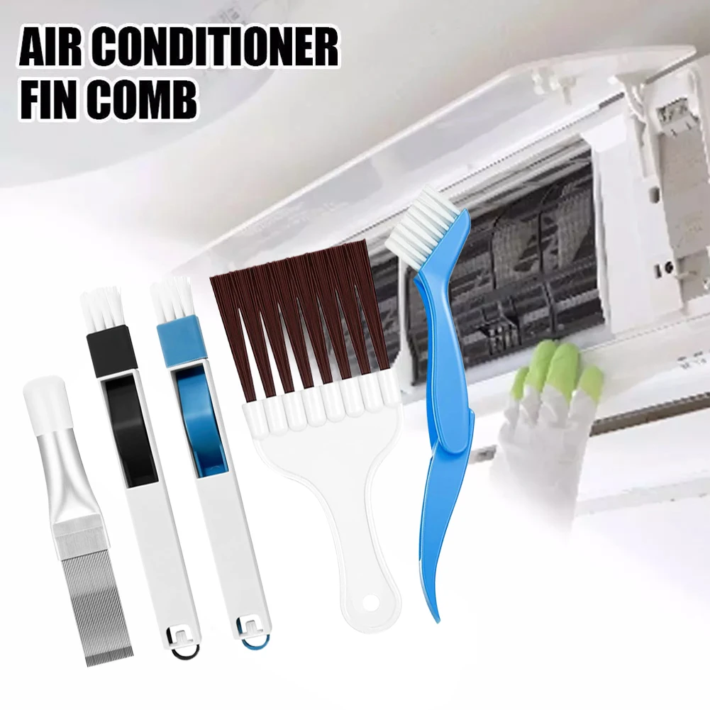 Kit de 5 cepillos para limpiar radiadores de coche, condensadores, aletas y ranuras, herramienta de limpieza manual para aire acondicionado y refrigeradores.
