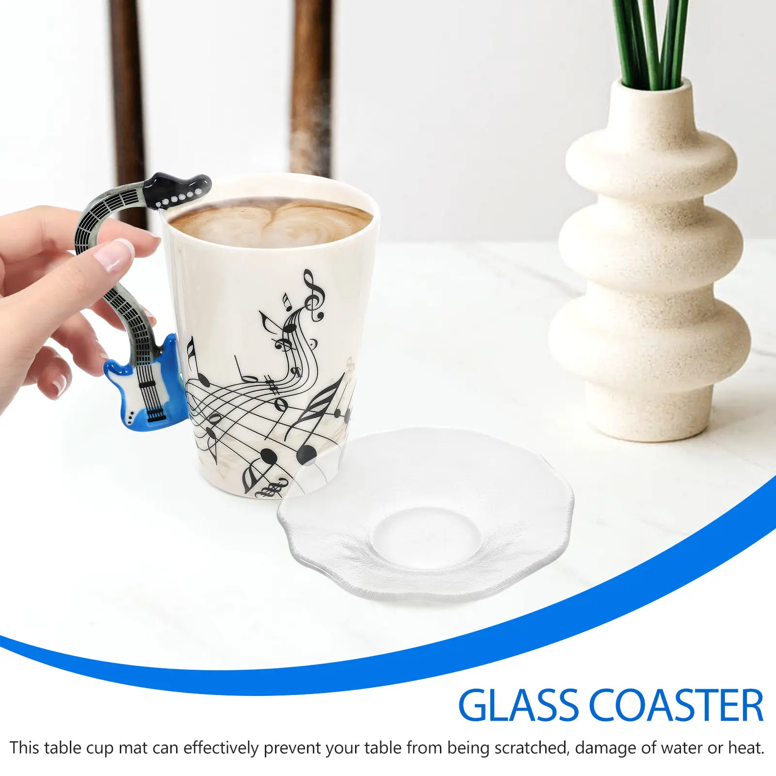 4Pcs Premium Glass Saucers Multipurpose Coaster Dish Heat Insulating Cup Pad for Teacup Mug Beverage Dessert Kitchen