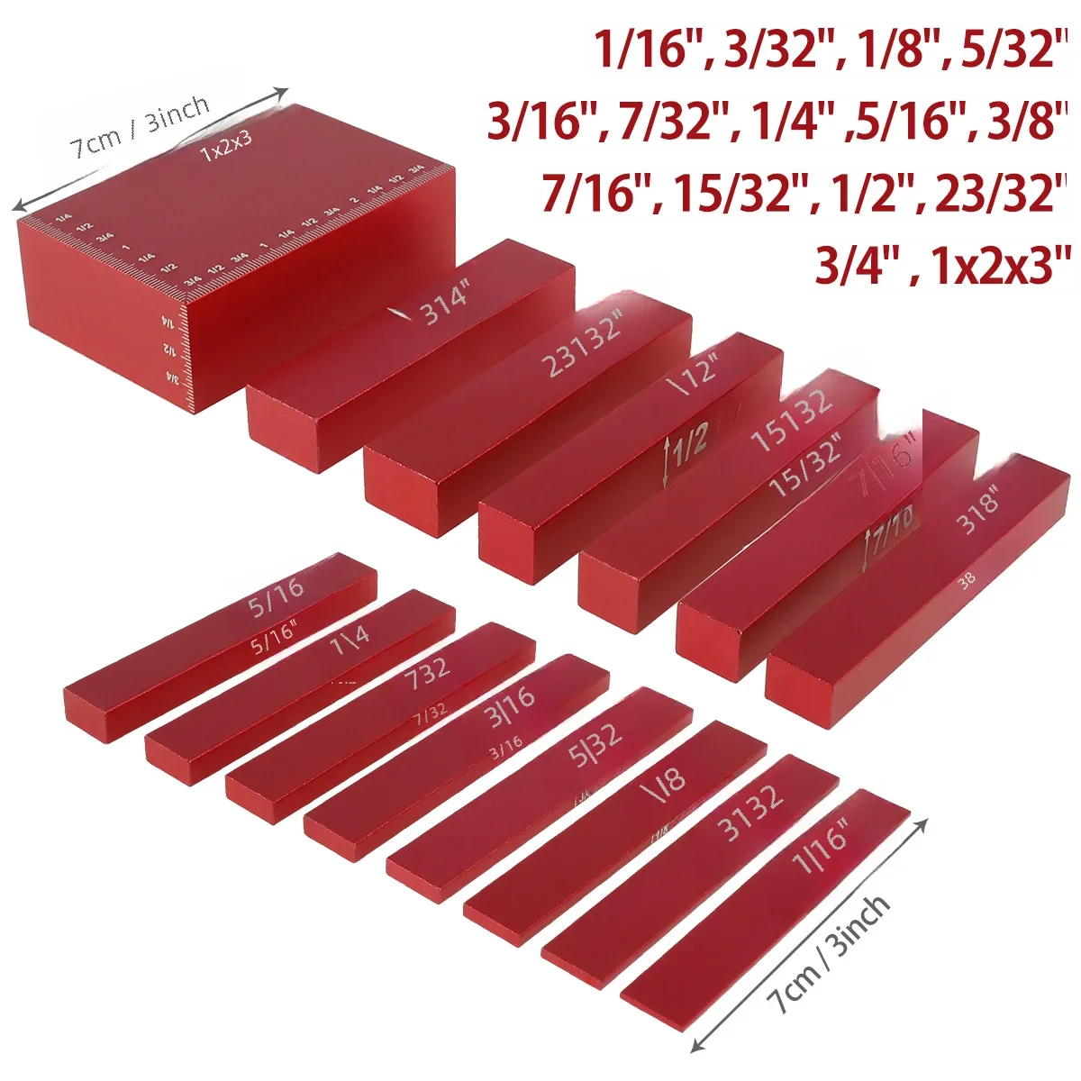 15Pcs Setup Blocks Height Gauge Set Metric Precision Aluminum Setup Bars for Router and Table Saws Woodworking Router Tool