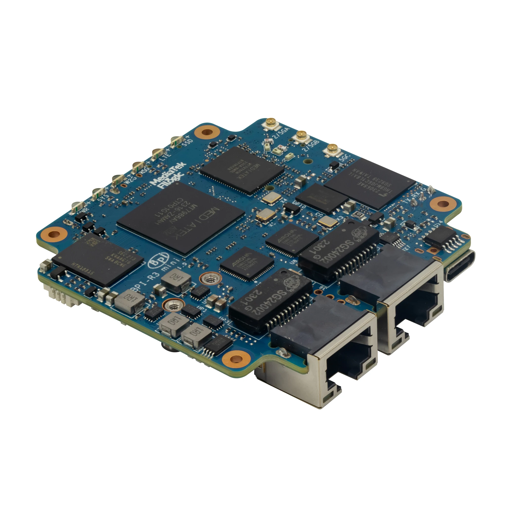 Imagem -04 - Banana pi Bpi-r3 Mini Placa de Roteador Mediatek Mt7986 Braço A53 2g Ddr 8g Emmc Suporte Wifi e 2x2.5gbe Porta Roteador de Código Aberto