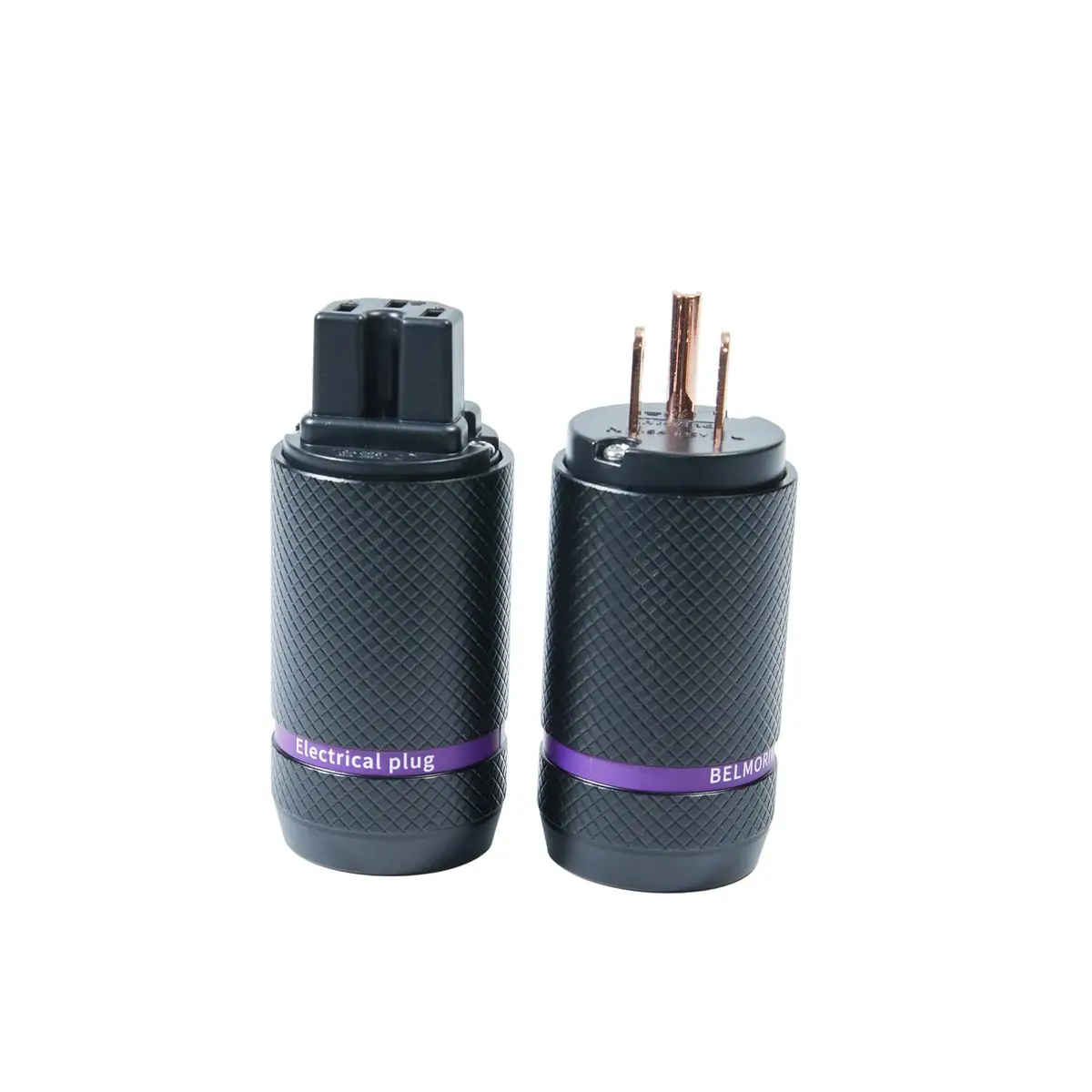 High-end BELMORIN B-08 Pure Red Copper HiFi Power Plug, EU Schuko / US Standard AC Mains Connector for Audiophile DIY Audio Powe