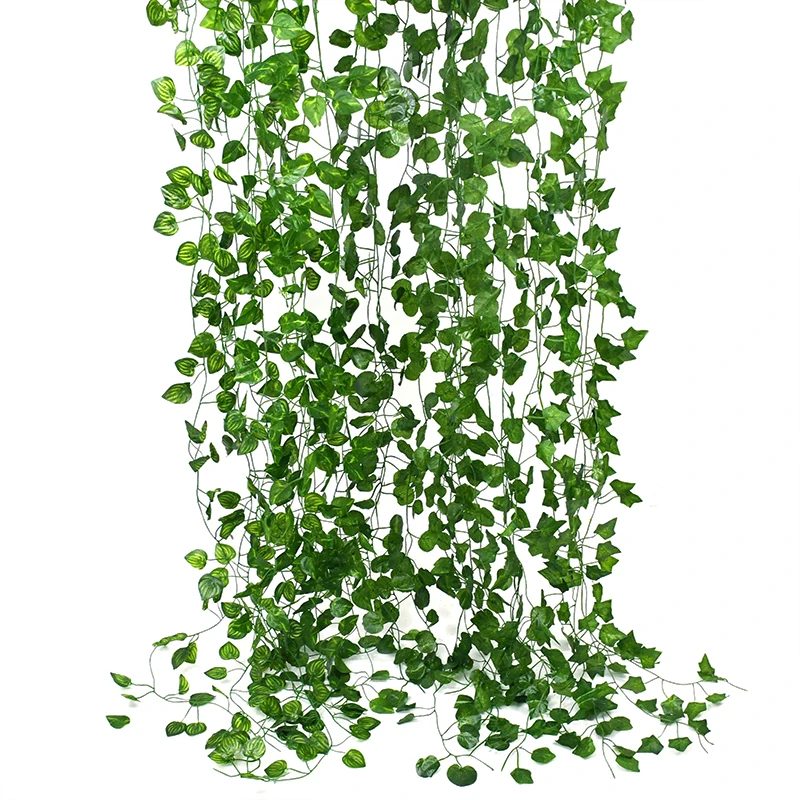 2,1 m künstliche Pflanze grüne Efeublätter Girlande Seide Wandbehang Rebe Hausgarten Dekoration Hochzeit Party DIY gefälschte Kranz Blätter – Detail 7