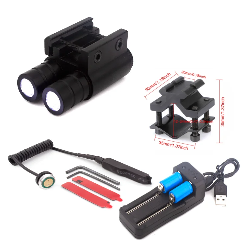 Caça lanterna com Mount bateria incluída, lanterna LED para Rifle, 3 modos