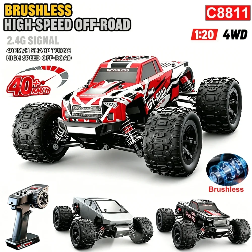JJRC 1:20 Scale C8811 RC Car 2.4G 4WD High-Speed Off-Road Pickup Car Brushless Motor Outdoor Vehicle Toy for Kids And Adults
