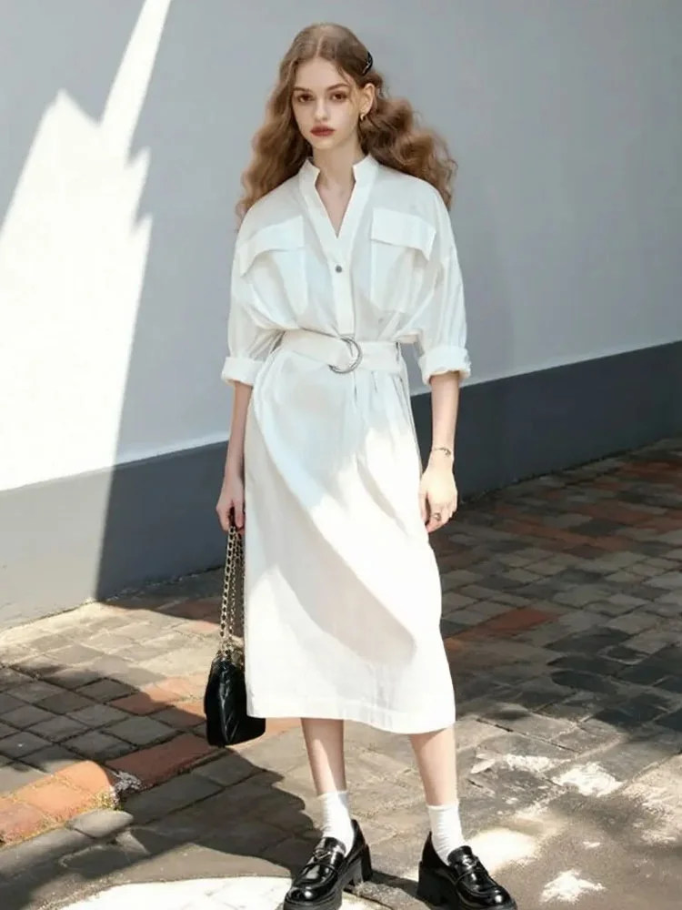 

Юбка миди ZhuoZhi с поясом, высокой талией, А-силуэта, для офиса, осенняя новинка, женская одежда