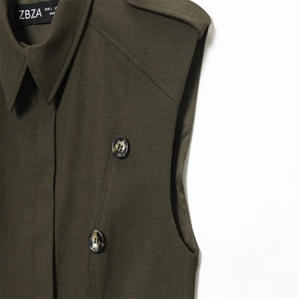 Outono novo estilo europeu e americano elegante vestido de cor sólida com ombreiras e decoração em camadas