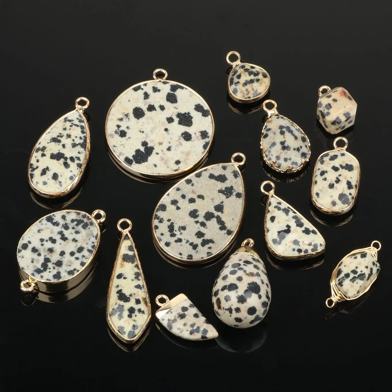 1pcs Natural Stone Dalmatians Jasper Charms Pendants Connectors for Jewelry Making Diy Earrings Necklaces Bracelets Accessories