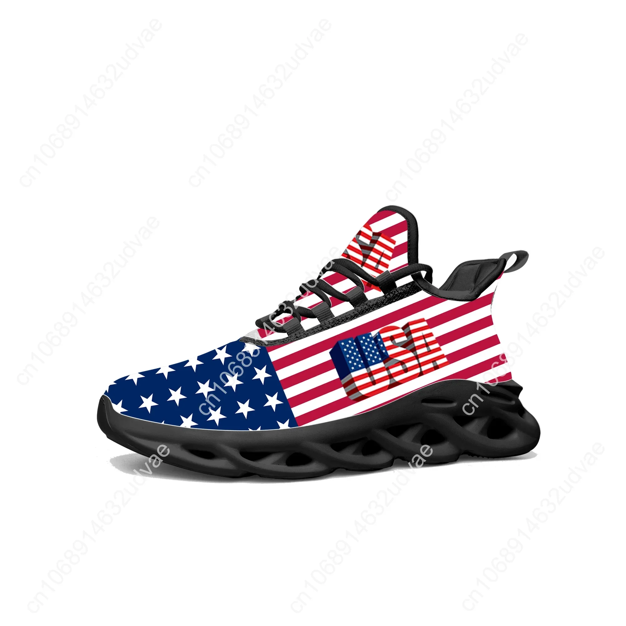 USA Flag America Red Blue White Shoes Flats Sneakers Mens Womens Sports Running Sneaker Lace Up Mesh Footwear Custom Made Shoe