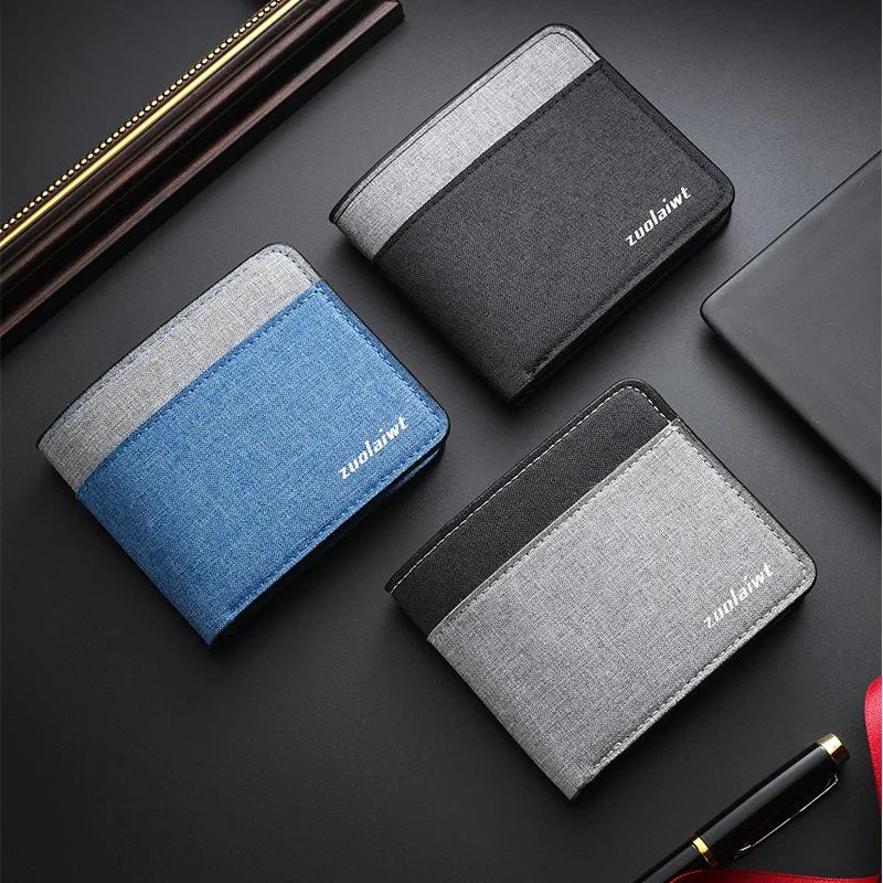 

Холщовый кошелек, короткий мужской кошелек с блокировкой цвета, футляр для карт с несколькими слотами, кошелек для монет, portefeuilles homme, carteras para hombres,