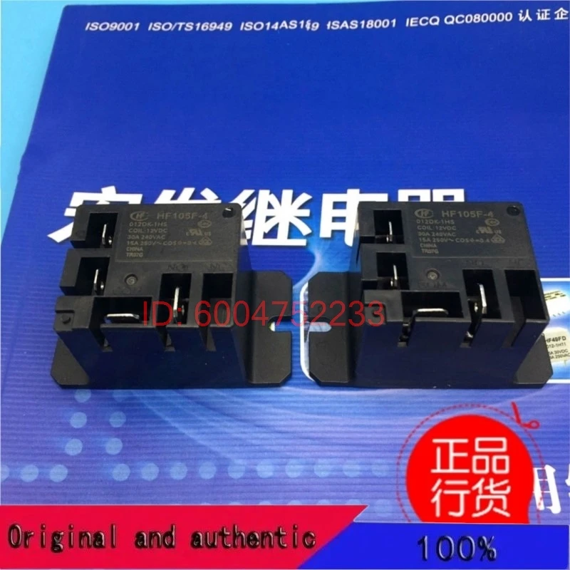10PCS HF105F-4-012DK-1HS 12VDC set of normally open 4-pin 30A240VAC Hongfa relay HONGFA