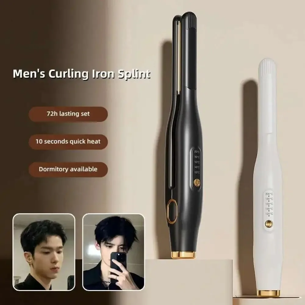

Non-slip Handle 2 in 1 Hair Straightener Auto Power-off Plastic Casing Men Curling Iron Heat-proof Mini