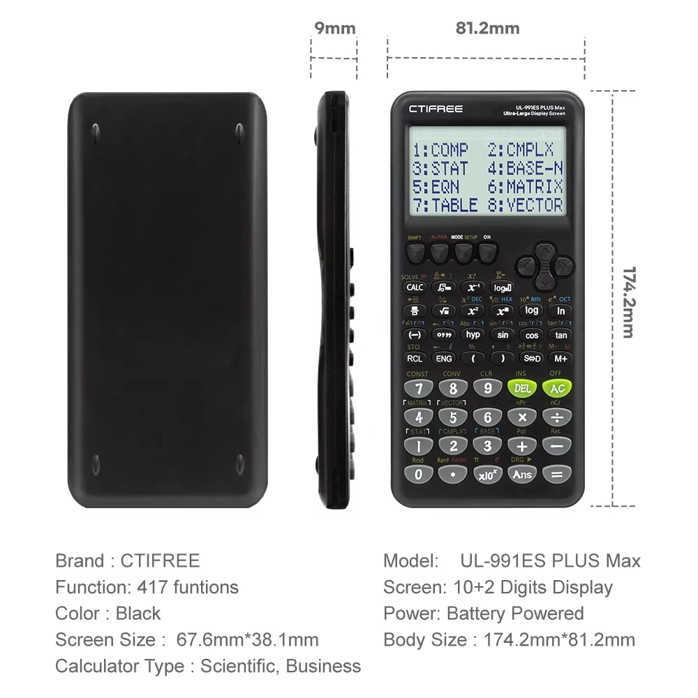 Large Screen Scientific Function Calculator -417 Multifunctional Designed for Students' Exams, Economical Packaging, High-End