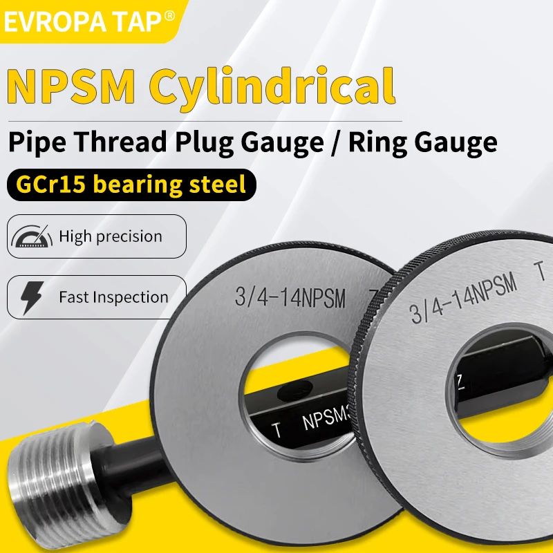 

EVROPA TAP 1PCS/SET NPSM Cylindrical Pipe Thread Plug/Ring Gauge Measure Tool NPSM 1/8~3/4 1''-- 1''1/4 1''1/2 2''-- 2''1/2 3''-