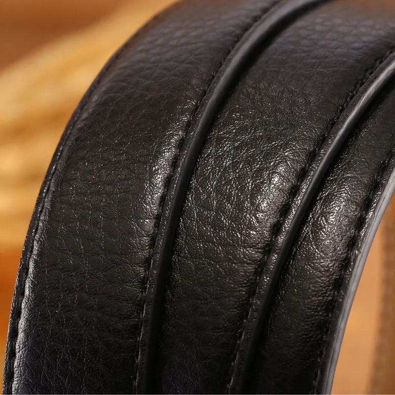 Multi-size Two-layer Cowhide Automatic Buckle Belt Without Buckle Genuine Leather Unisex Designer Belt