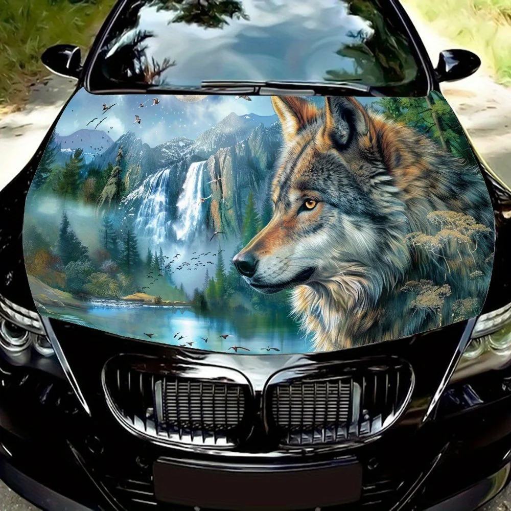 

Wolf's Gaze, автомобильные виниловые обертки из ПВХ в природном стиле для грузовых автомобилей, автомобилей и внедорожников, самоклеящаяся водонепроницаемая наклейка на капот автомобиля, декоративная царапировка