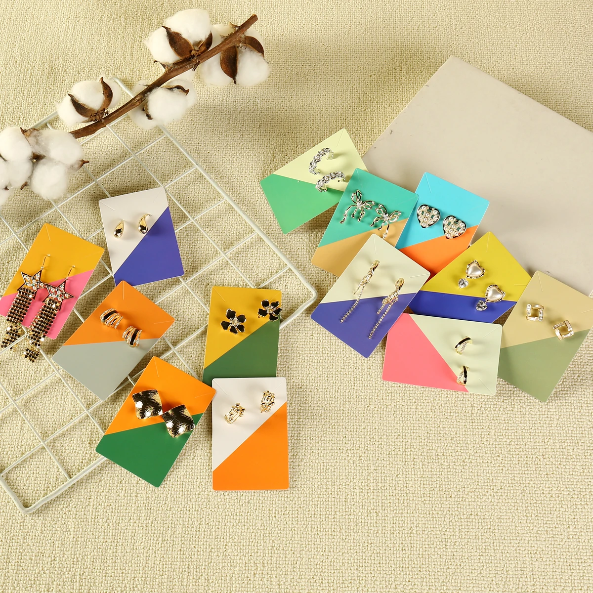 10Pcs/Lot Double Colors Paper Earrings Card 6x9cm Ear Studs Necklaces Display Card Favor Jewelry Packaging Cards Can Custom