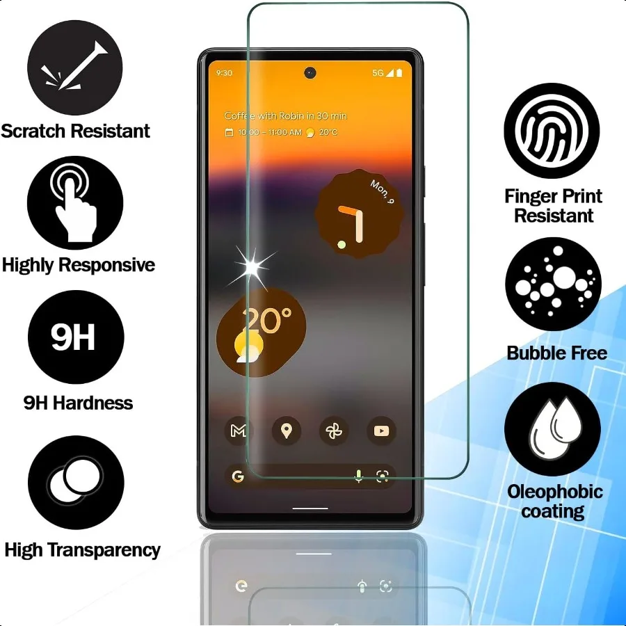 Proteggi schermo RKINC [Confezione da 3] per Google Pixel 8A Pellicola salvaschermo in vetro temperato 0,3 m [Garanzia a vita][BubbleFree][Ant