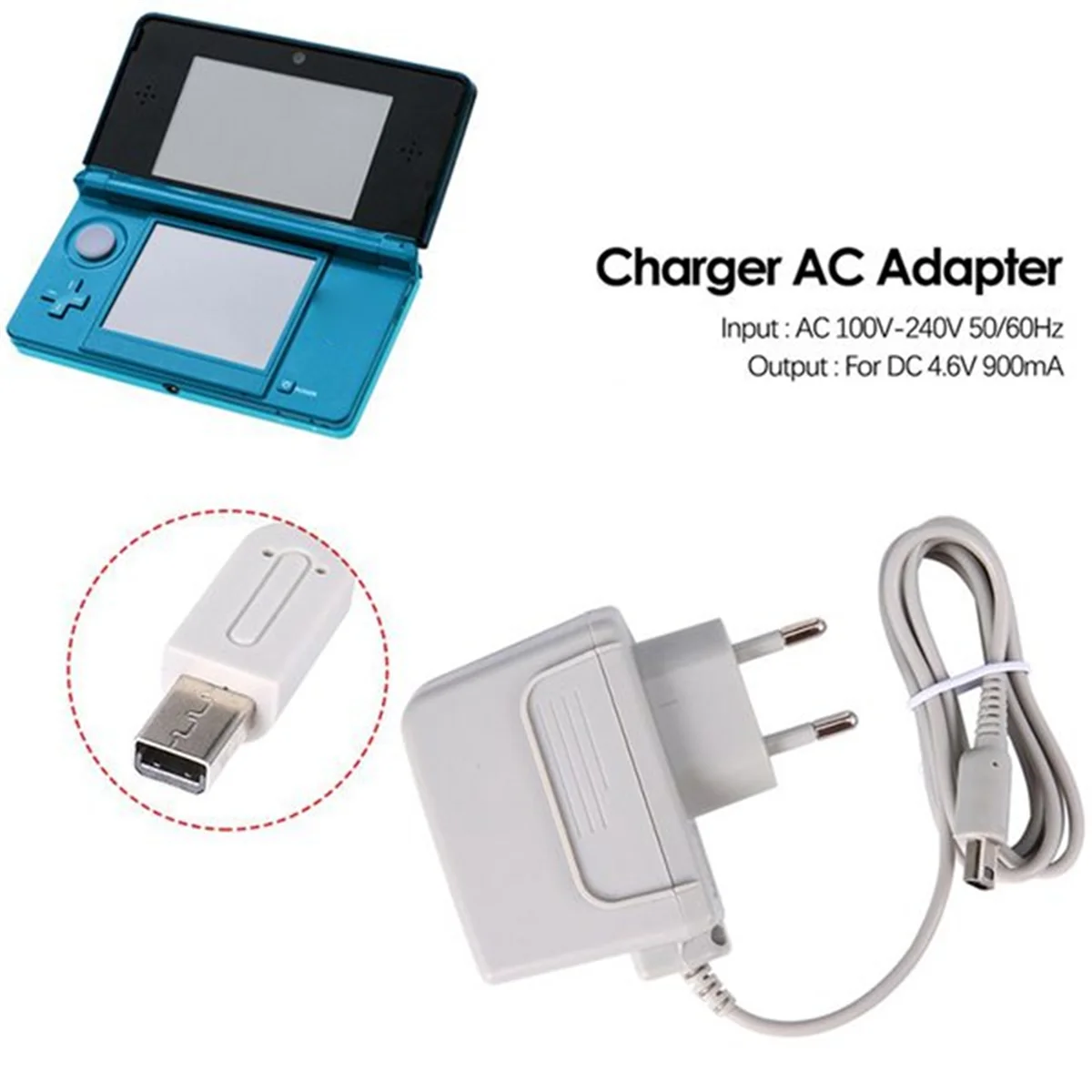 Adattatore CA per caricabatterie ABYC per Nintendo per nuovissimo 3DS XL LL per DSi DSi XL 2DS 3DS 3DS XL SPINA UE