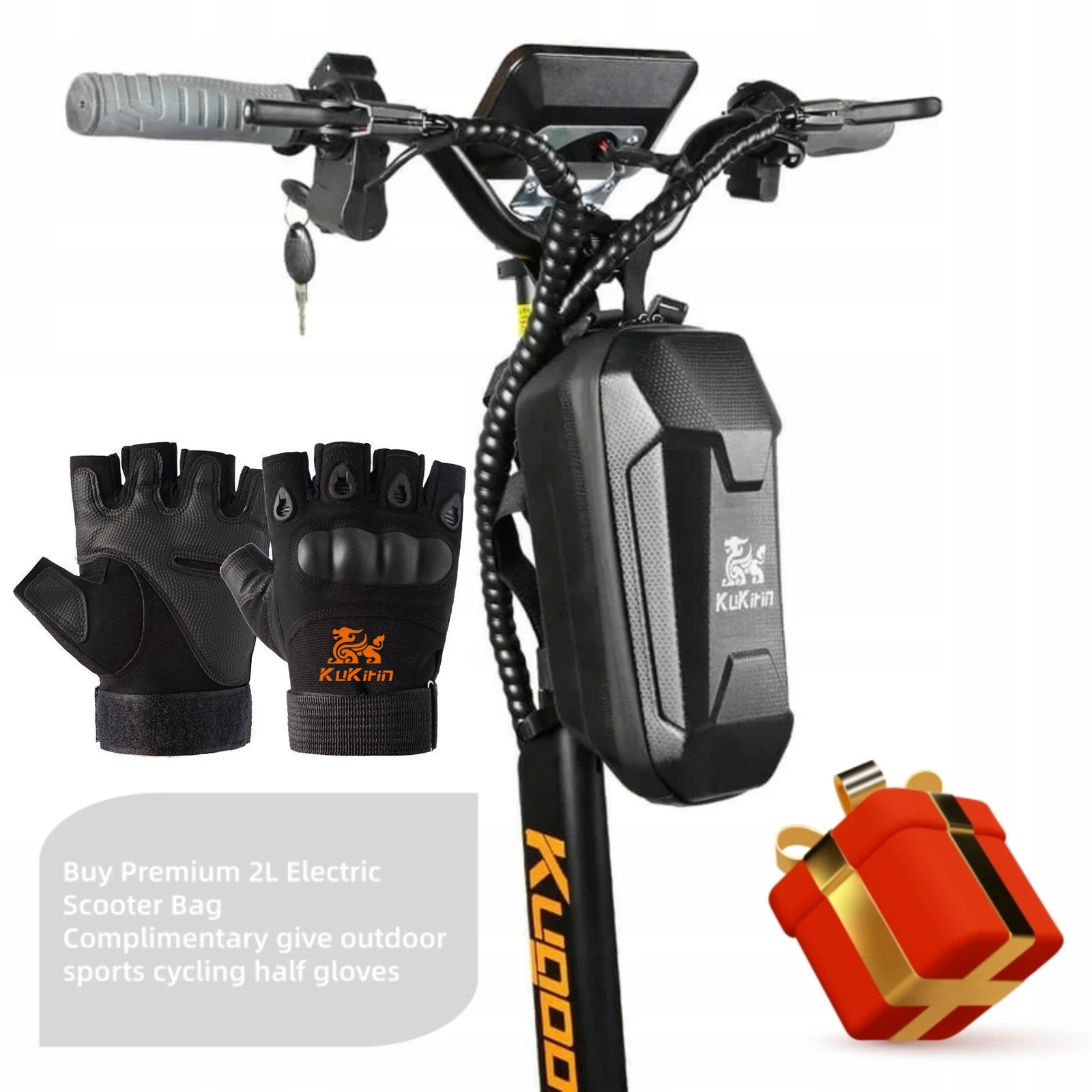 Original Kukirin E-Scooter Front Storage Bag 2L Give Half-Fingered Glove Perfect Matching Accessory for Kukirin Scooters