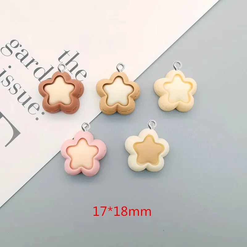 10Pcs Kawaii Coffee Colour Love Star Resin Pendant DIY Earrings Necklace Pendants Bracelet Keychain Decoration Flat Back Resin image 2