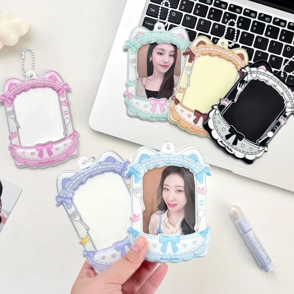 Cute 3 Inch Idol Photocard Holder PVC Kpop Idol Photo Frame with Chain Picture Display Card Holder