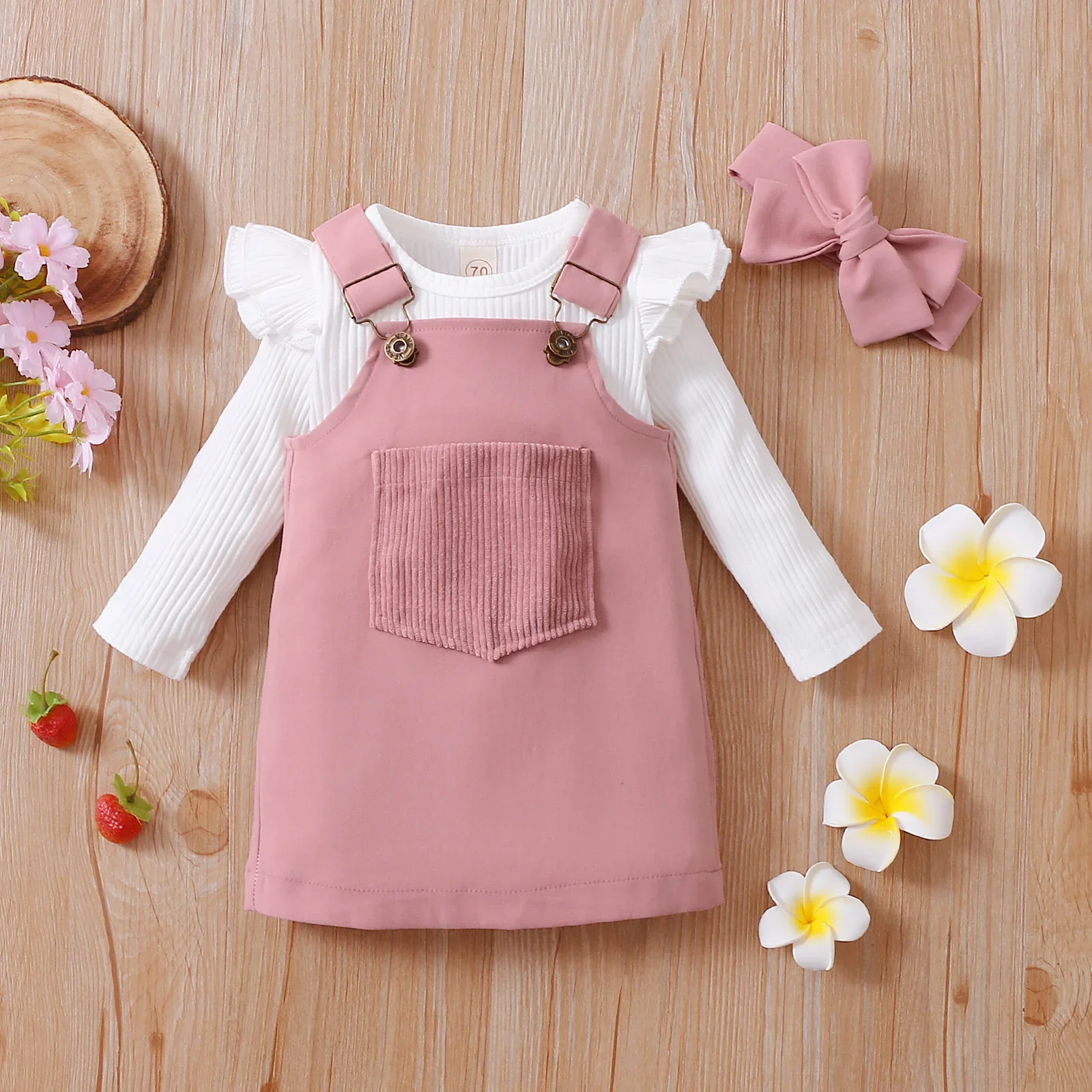 Outfitset voor babymeisjes: romper + jarretelrokje + hoofddeksel - 3-delige schattige set voor kleine prinses