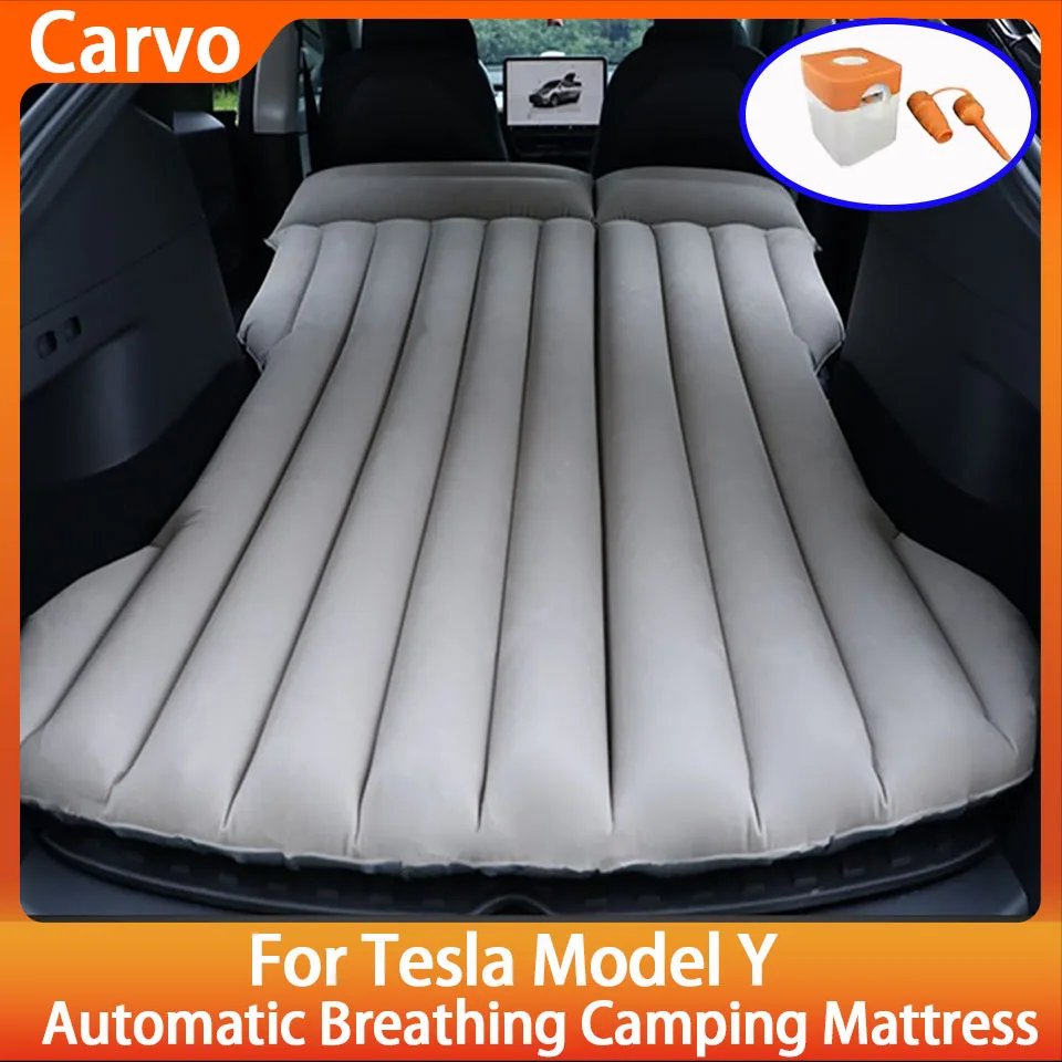 

Inflatable Air Mattress For Tesla ModelY PVC Outdoor Camping Inflatable Special Suede Fabric Car Travel Bed Folding Sleeping Mat