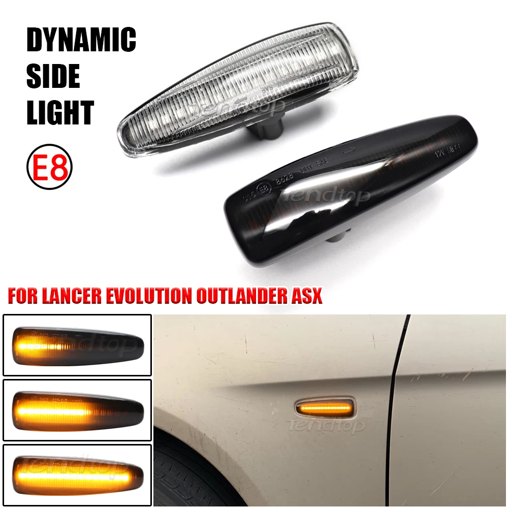 2pcs Turn Signal Dynamic Flowing LED Side Marker Light For Mistubishi Outlander Sport Mirage Sport Lancer Evolution X