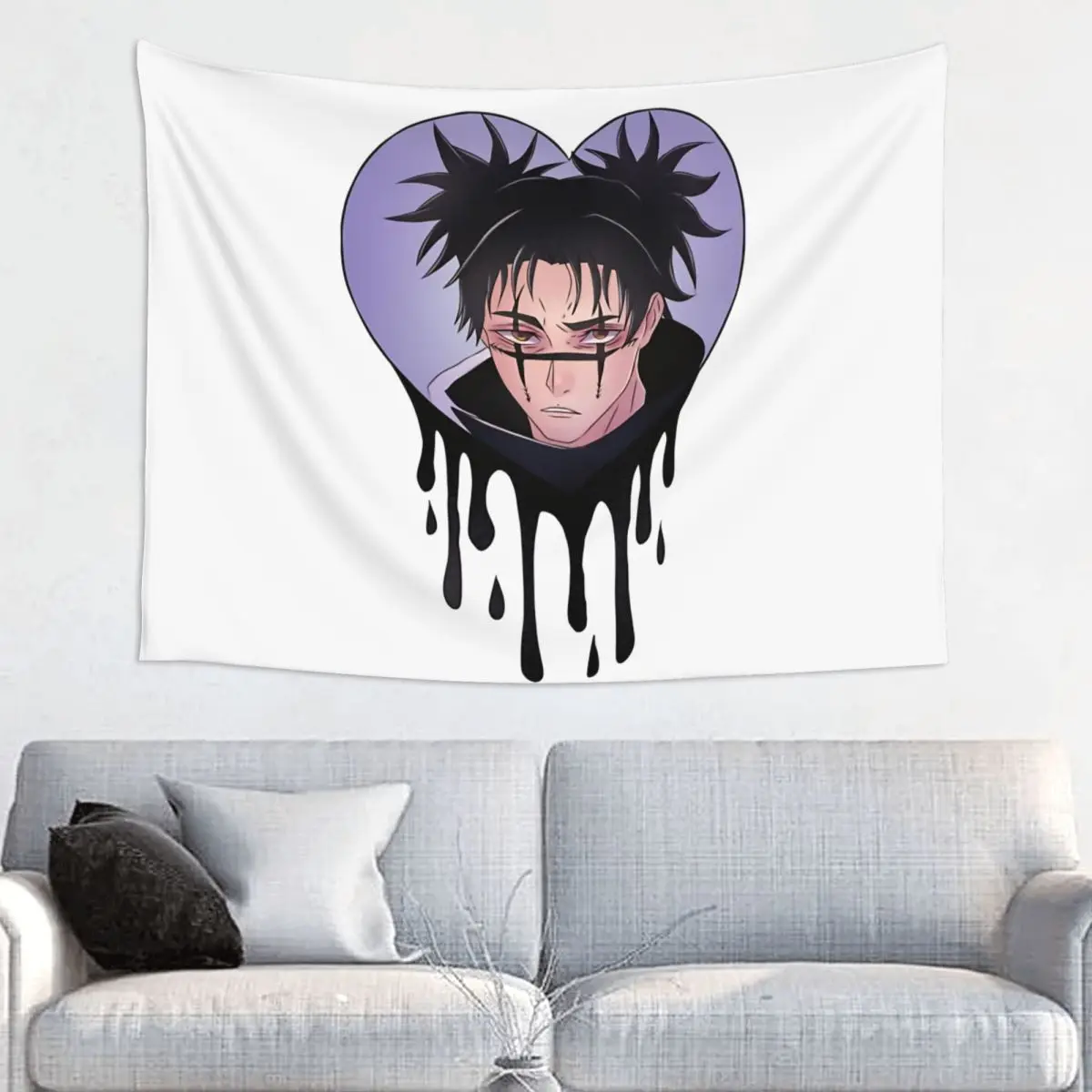 Choso Heart Tapestry Hippie Polyester Wall Hanging JJK Anime Kaisens Wall Decor Curtain Psychedelic Tapestries