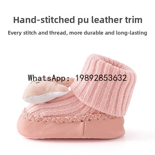 جوارب للرضع والأطفال الصغار، جوارب ما قبل المشي عالية الأنبوب للربيع والخريف، نعل ناعم، أحذية مشي للأحذية المنزلية #4