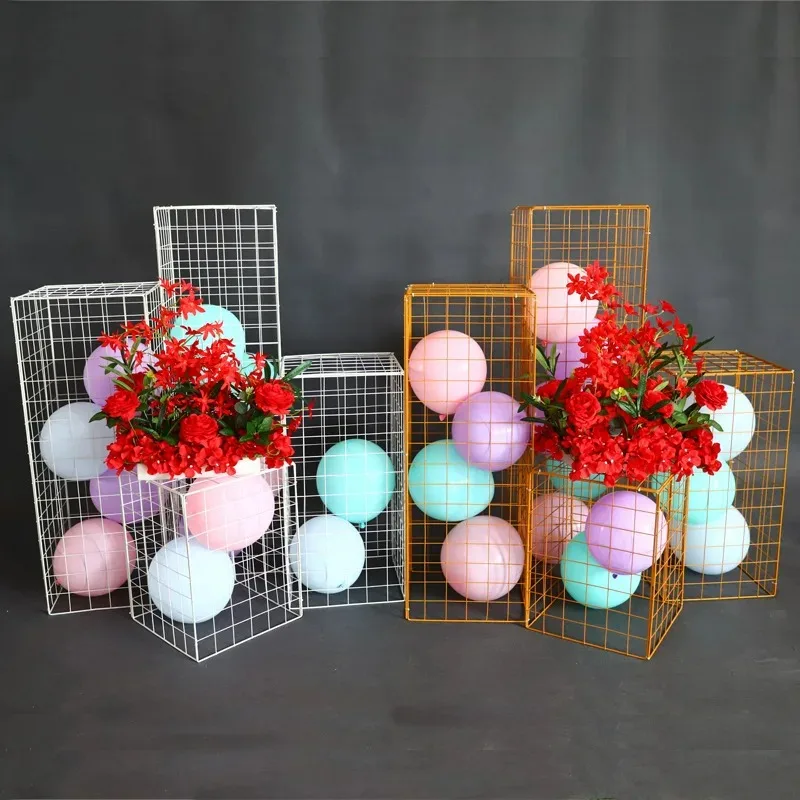 

Wedding Props for Table Decoration, Grid Plinth, Iron Square Background Stand, Table Decoration, Road Stage, New, 4Pcs