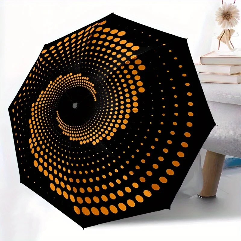 

Автоматический складной зонт с кнопкой открывания/закрывания одним касанием, компактный дорожный зонт, черно-оранжевый, ветрозащитный — Li